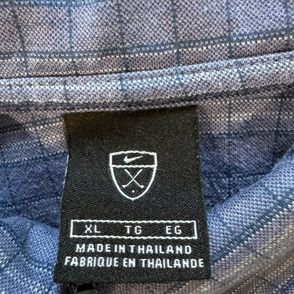 Nike Golf Dri-Fit Polo Shirt Men’s XL Blue Plaid Check Pattern - Picture 7 of 9